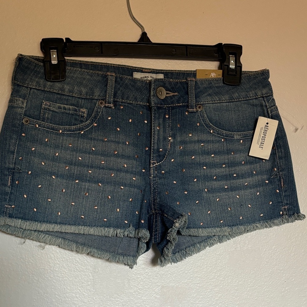 Aeropostale Studded Blue Jean Shorts